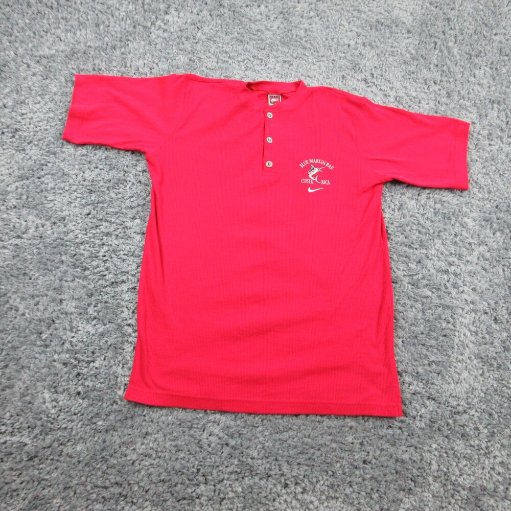 Vintage Nike Shirt Mens Medium Red Blue Marlin Bar Costa Rica Button USA 90s